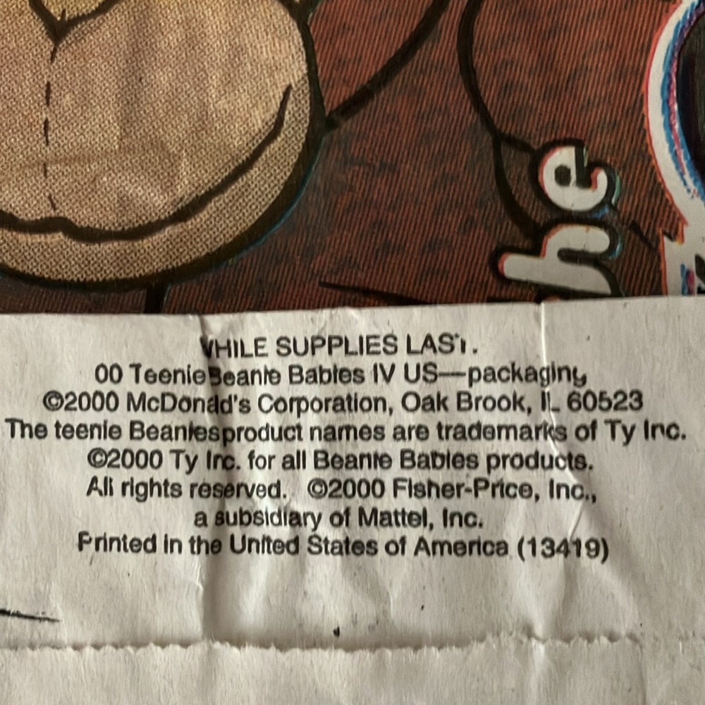 Ty FLITTER BUTTERFLY 2000 Happy Meal Lunch Bag and Teenie Beanie Flitter 1998 - Picture 9 of 11
